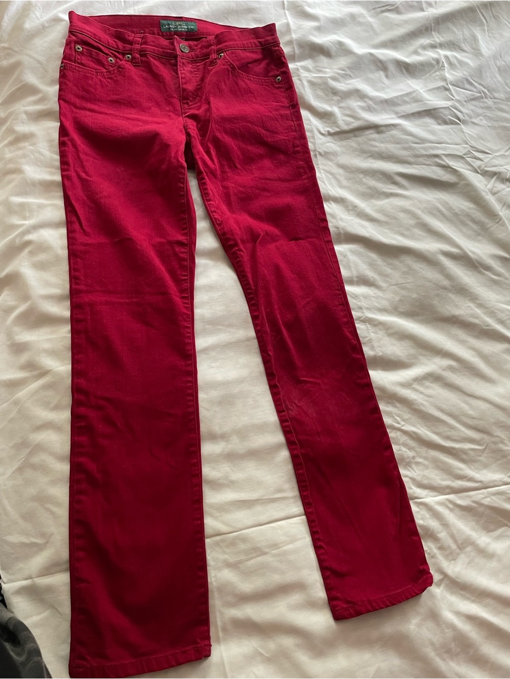 Ralph Lauren raspberry red flare jeans